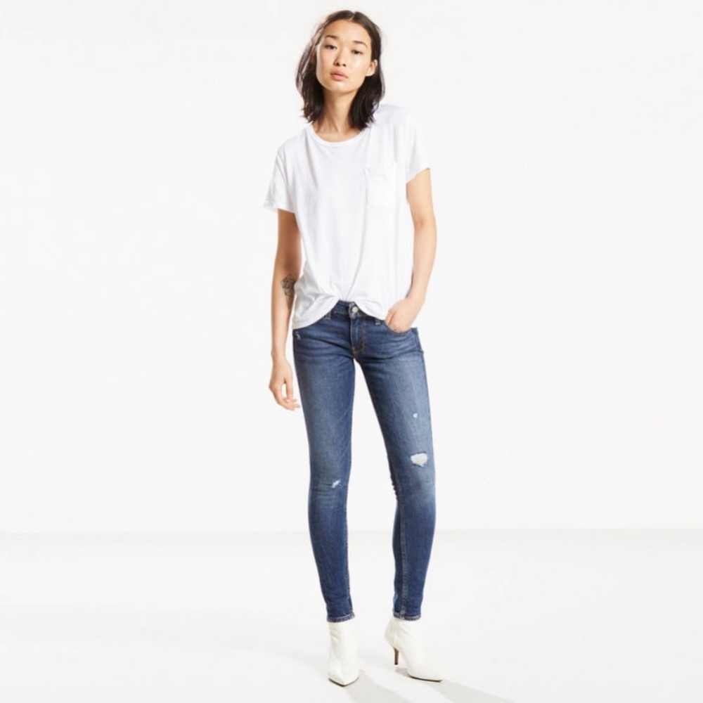 Levi's Altered 711 Skinny Blue Distressed Jeans Size 27